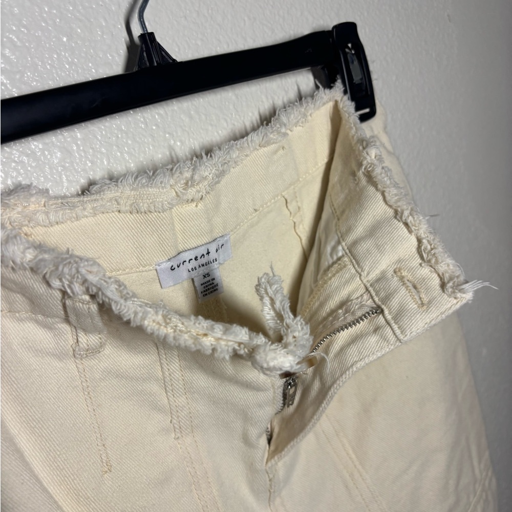 Current Air Cream Frayed Hem pants